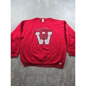 Vintage Discus Athletic Sweatshirt Mens XL Red Wauseon Indians Crewneck Raglan